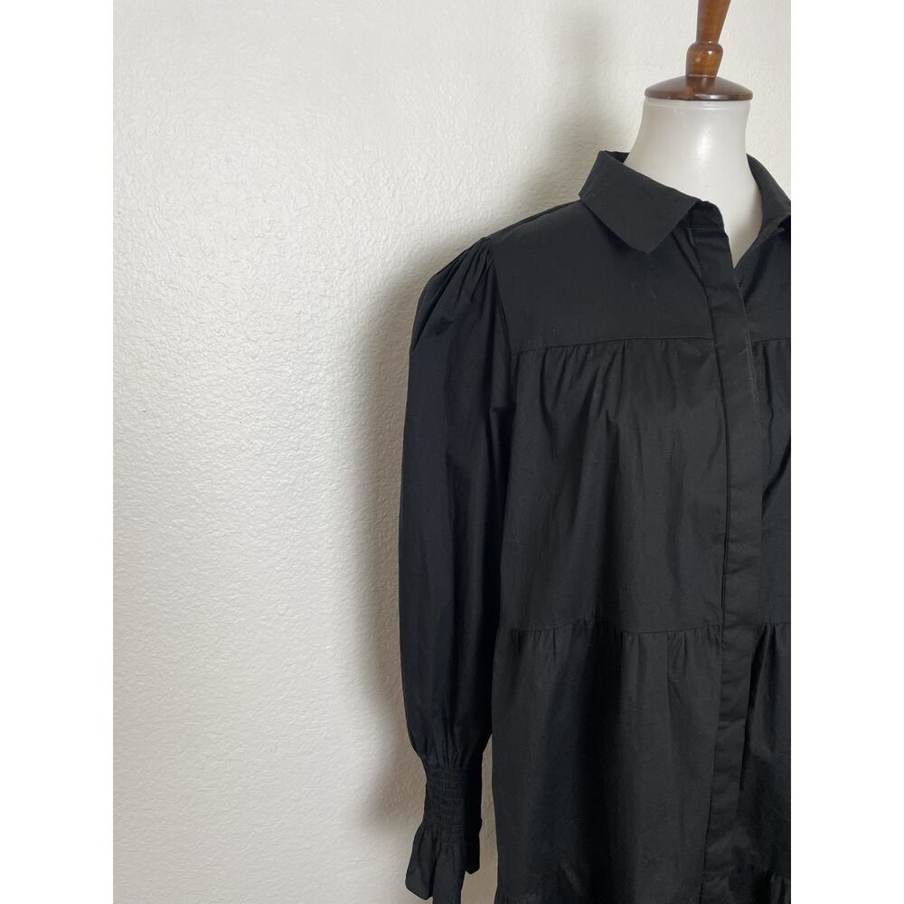 WAYF Dress Tiered Long Sleeve Mini Collared Casual Daytime - Picture 2 of 9